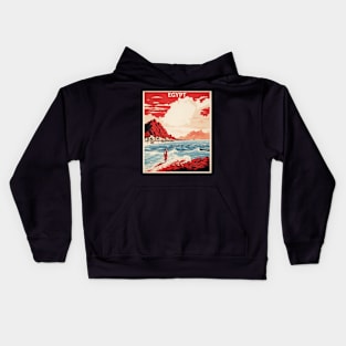 Red Sea Beaches Egypt Vintage Poster Tourism 2 Kids Hoodie